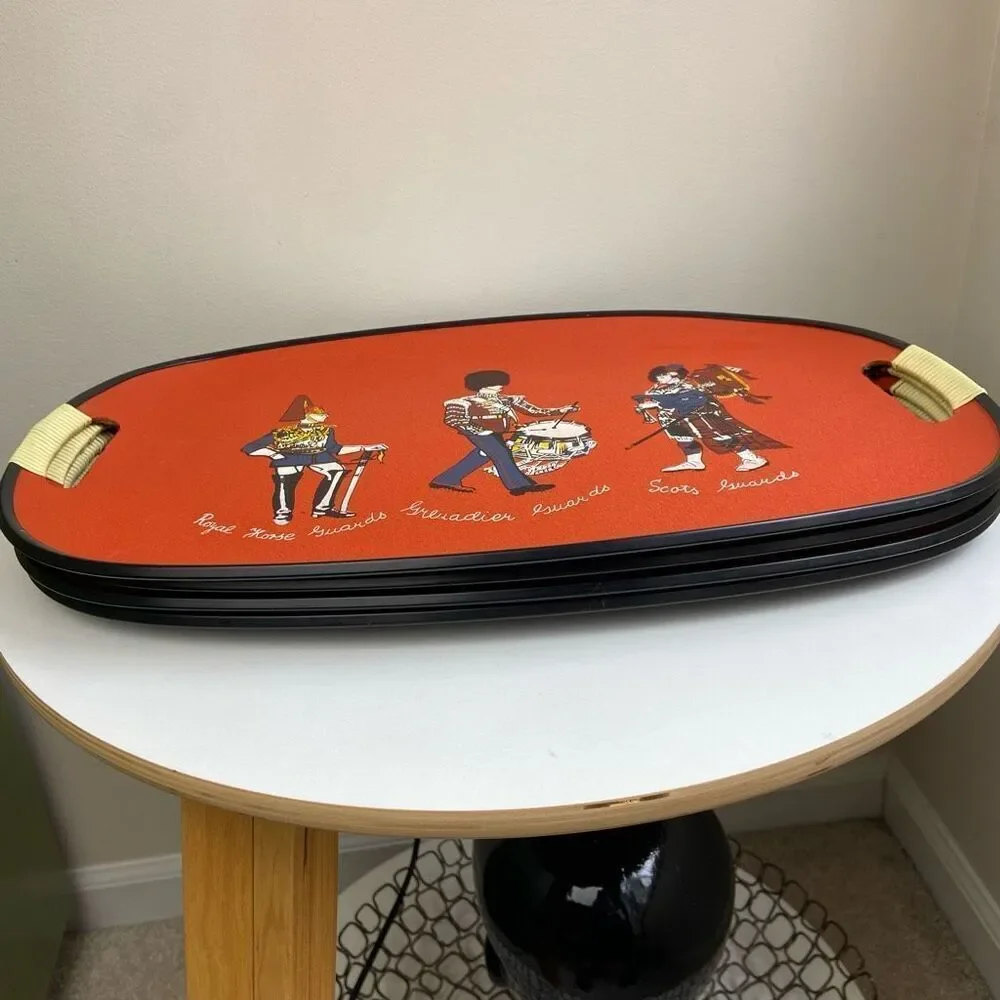 Chianti Vintage 3 Royal Guards Pattern Serving Pottery Tray Orange & Black